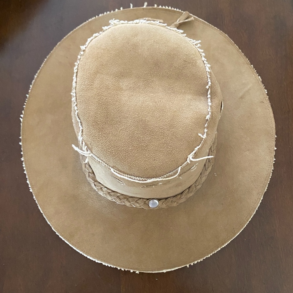 VTG Leather Suede Brim Hat Hippie/Boho/western One Size Fits All unisex